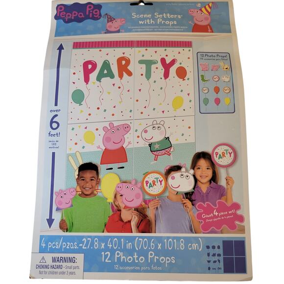Peppa Pig Party Decor Kit Scene Setters Banner Swirl Hanging Props 31pc Bundle - Picture 13 of 16